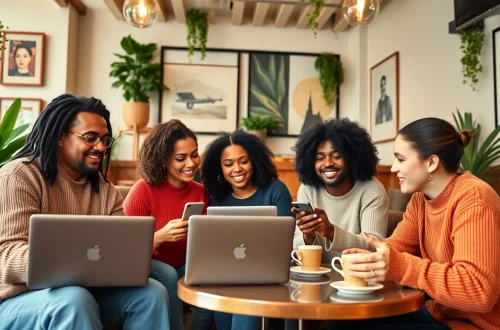 Find local OnlyFans creators connecting in a warm café environment, showcasing creativity and collaboration.