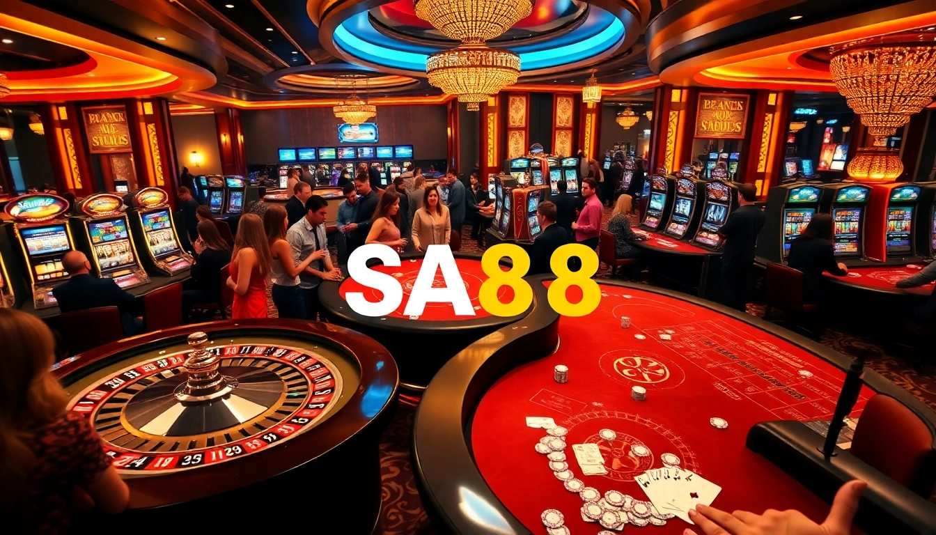 Experience thrilling games at sa88 with vibrant casino visuals of roulette and poker.