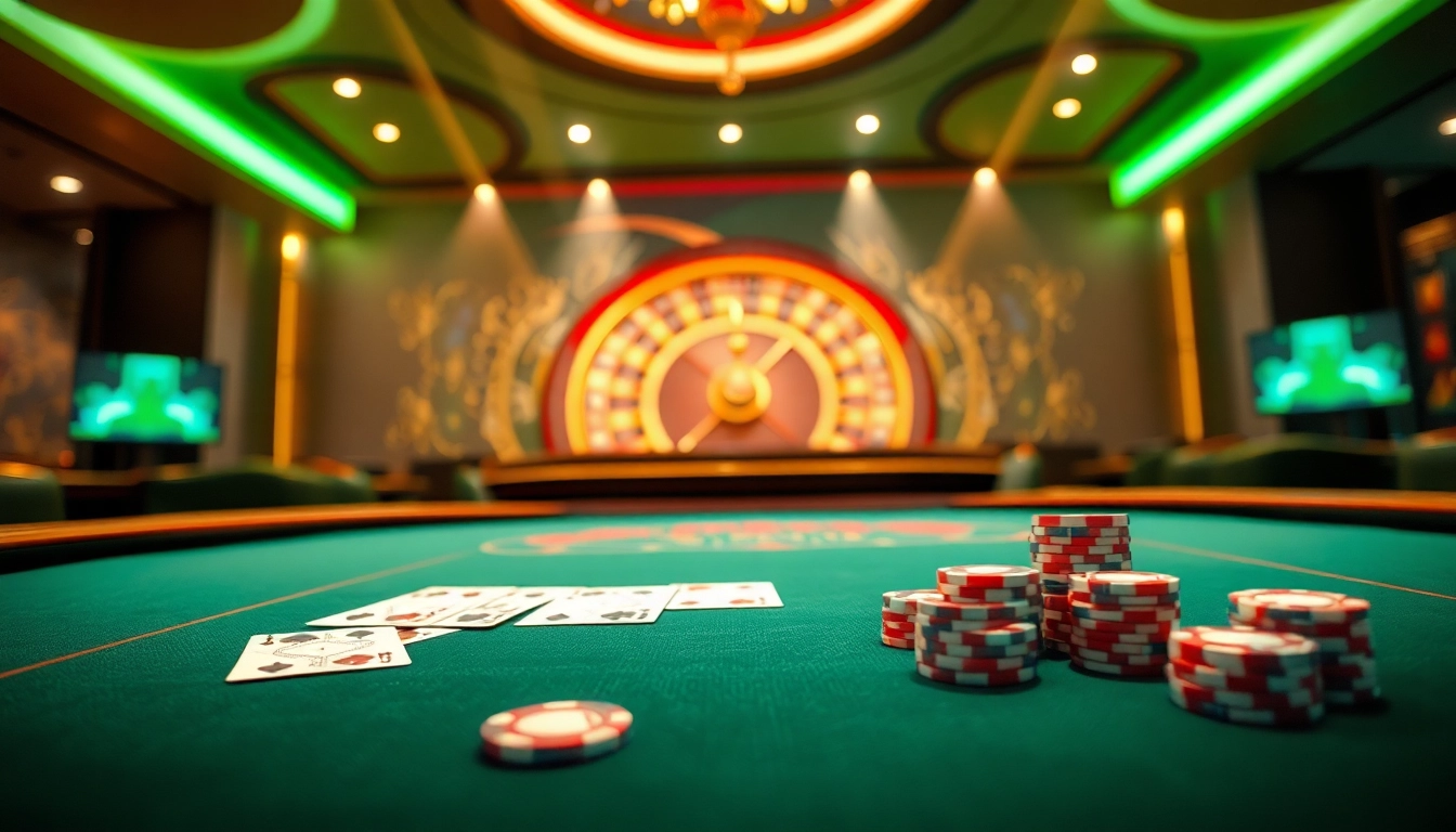 Experience the thrilling atmosphere of u888 online casino with luxury gaming tables and vibrant colors.