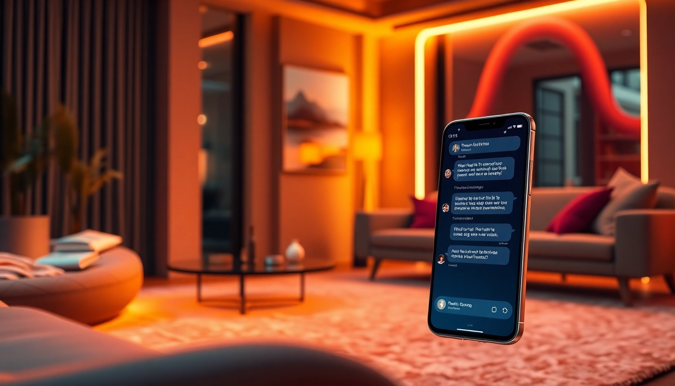 AI sex chatbot interface displayed on a modern smartphone in a cozy setting.