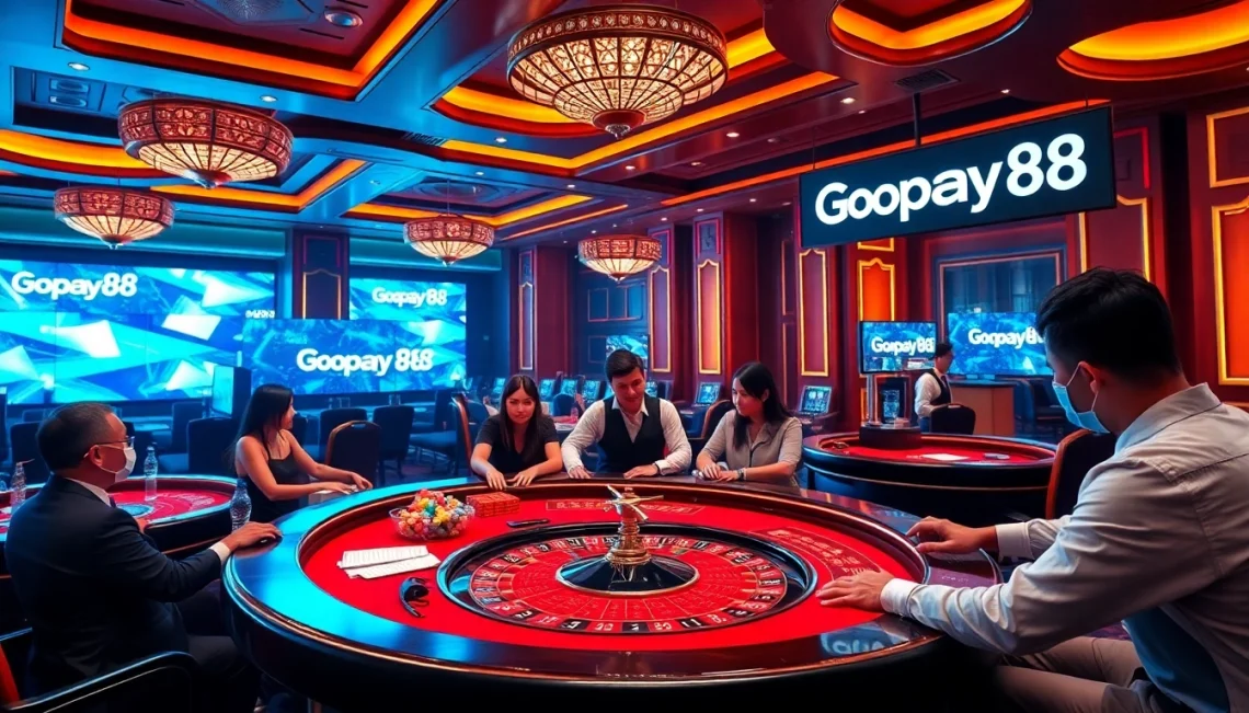 Experience thrilling gameplay at Gopay88 with vibrant casino elements and professional dealers.