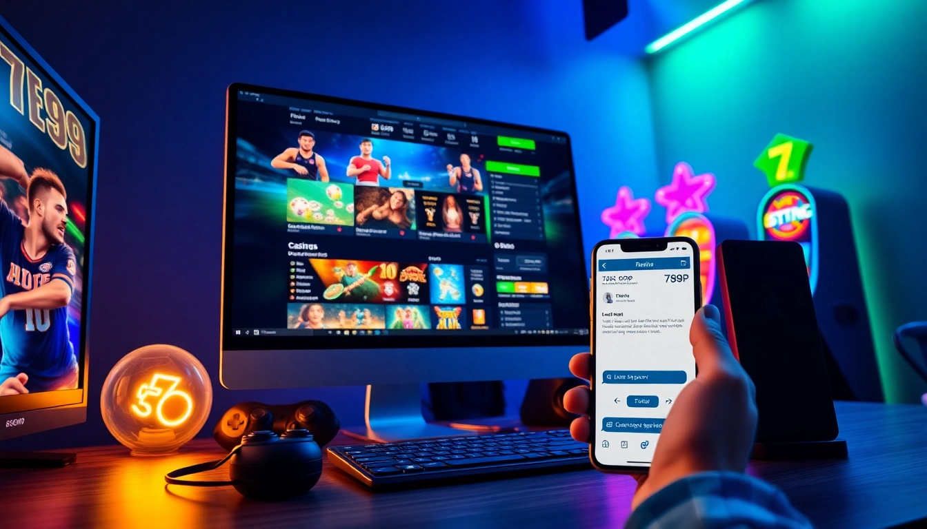 Engaging online gaming setup featuring 789P platform with vibrant graphics and dynamic lighting.
