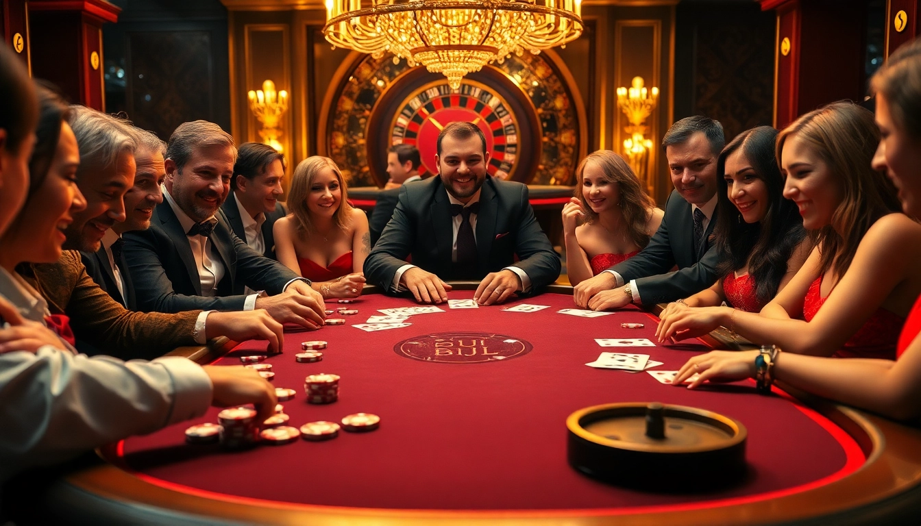 Exciting poker scene showcasing BDJL with vibrant chips and cards in a luxurious casino atmosphere.
