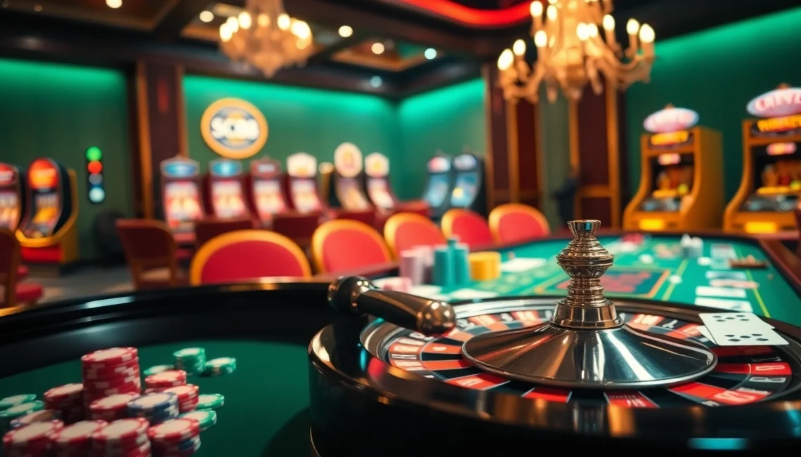 Experience the thrill of SC88 at a luxurious casino with vibrant poker chips, cards, and a roulette wheel.
