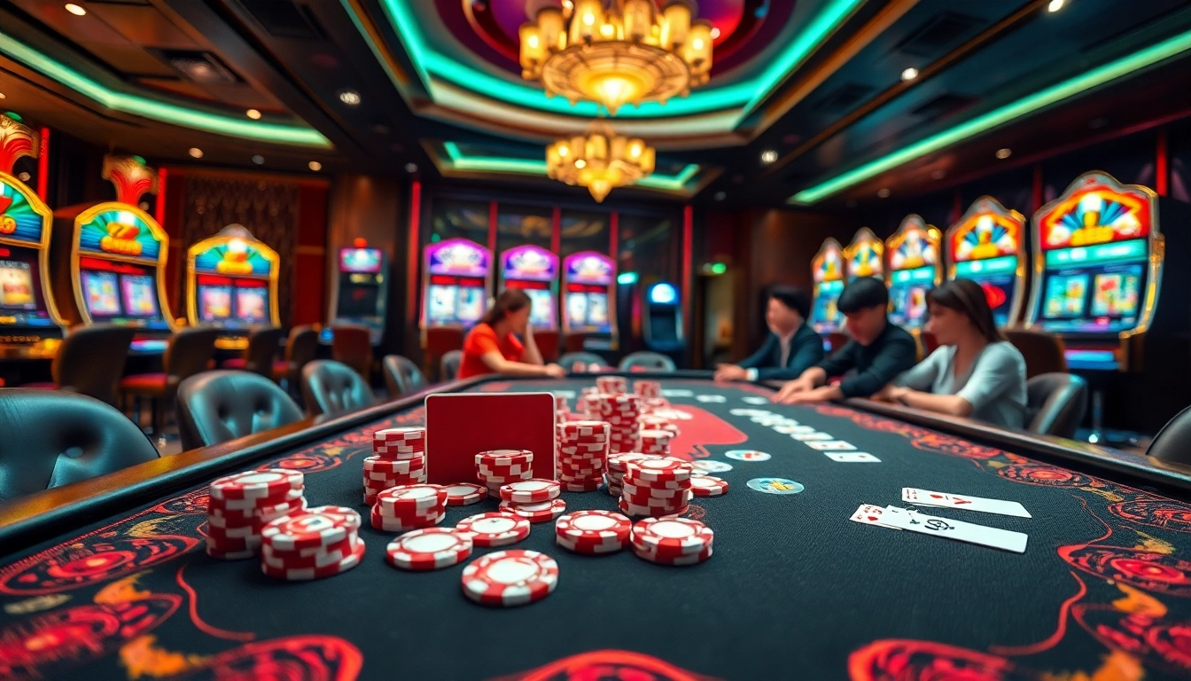 Experience the excitement of GG88 with vibrant gaming table elements, poker chips, and luxurious casino decor.