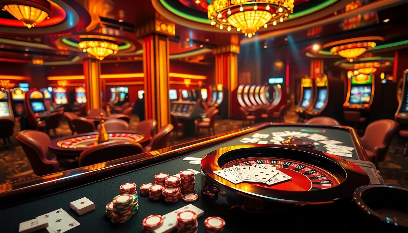 Sbobet online gambling interface in a dazzling casino setting with roulette and betting slips.