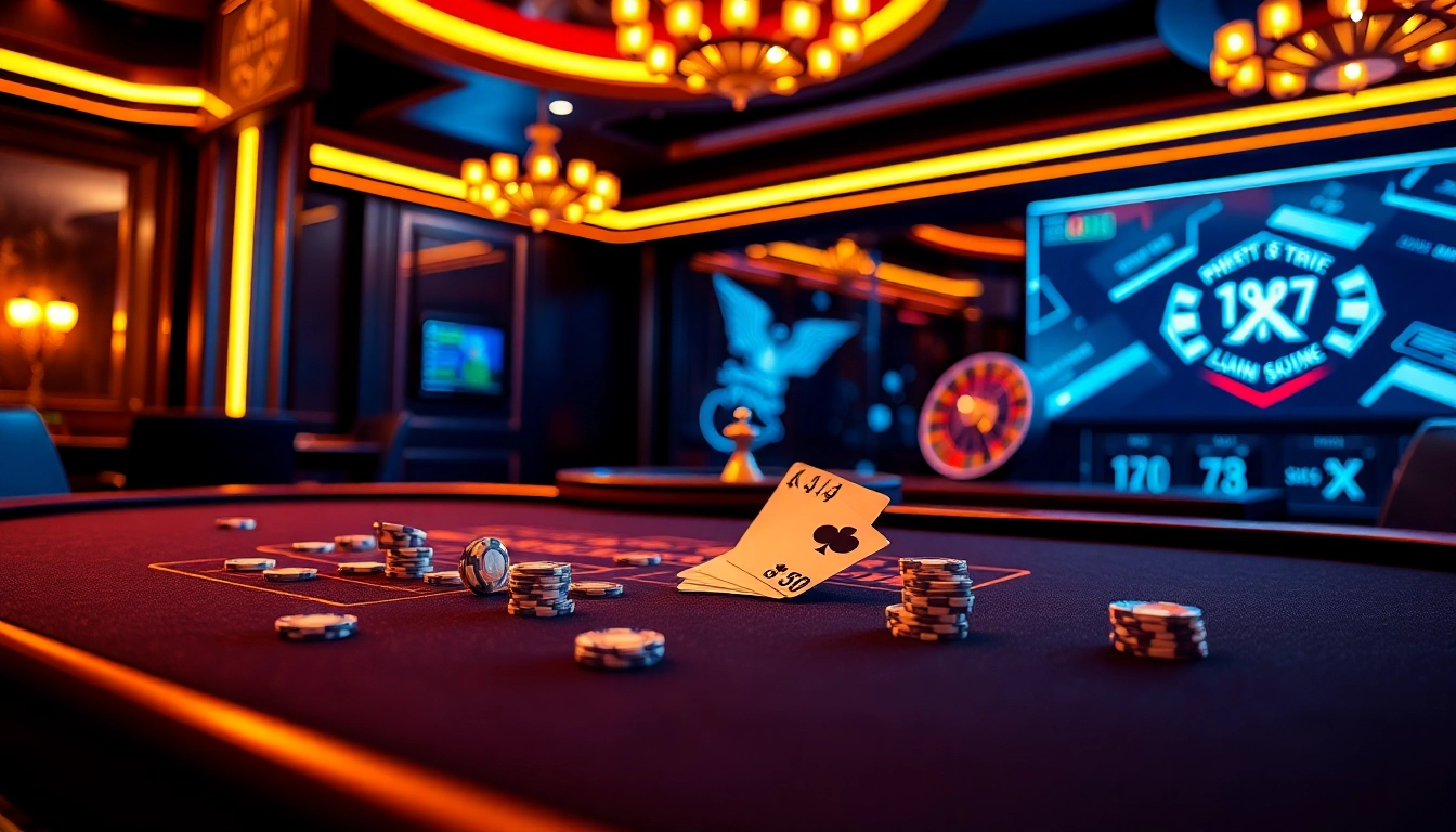 Experience online gambling excitement with lương sơn tv's vibrant casino scene featuring poker and roulette.