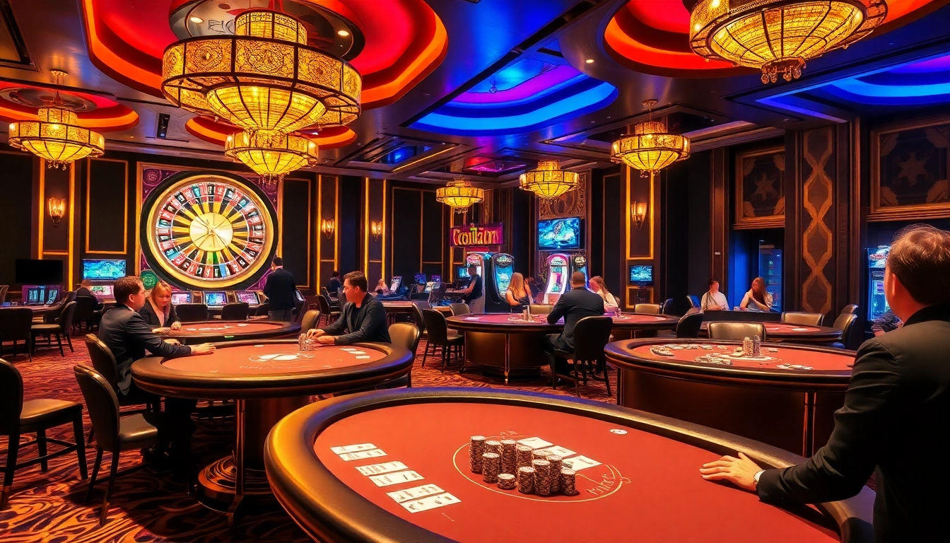 Experience the excitement of casino gaming with nohu-themed tables and vibrant poker chips.