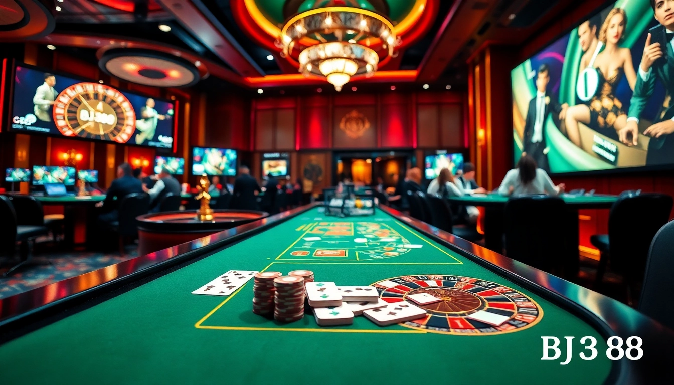 Experience high-stakes action at BJ388's luxurious gambling tables.