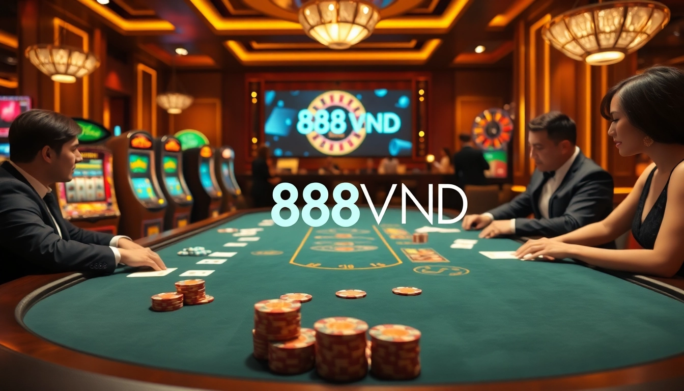 Players enjoying thrilling games at 888VND's luxurious casino environment.