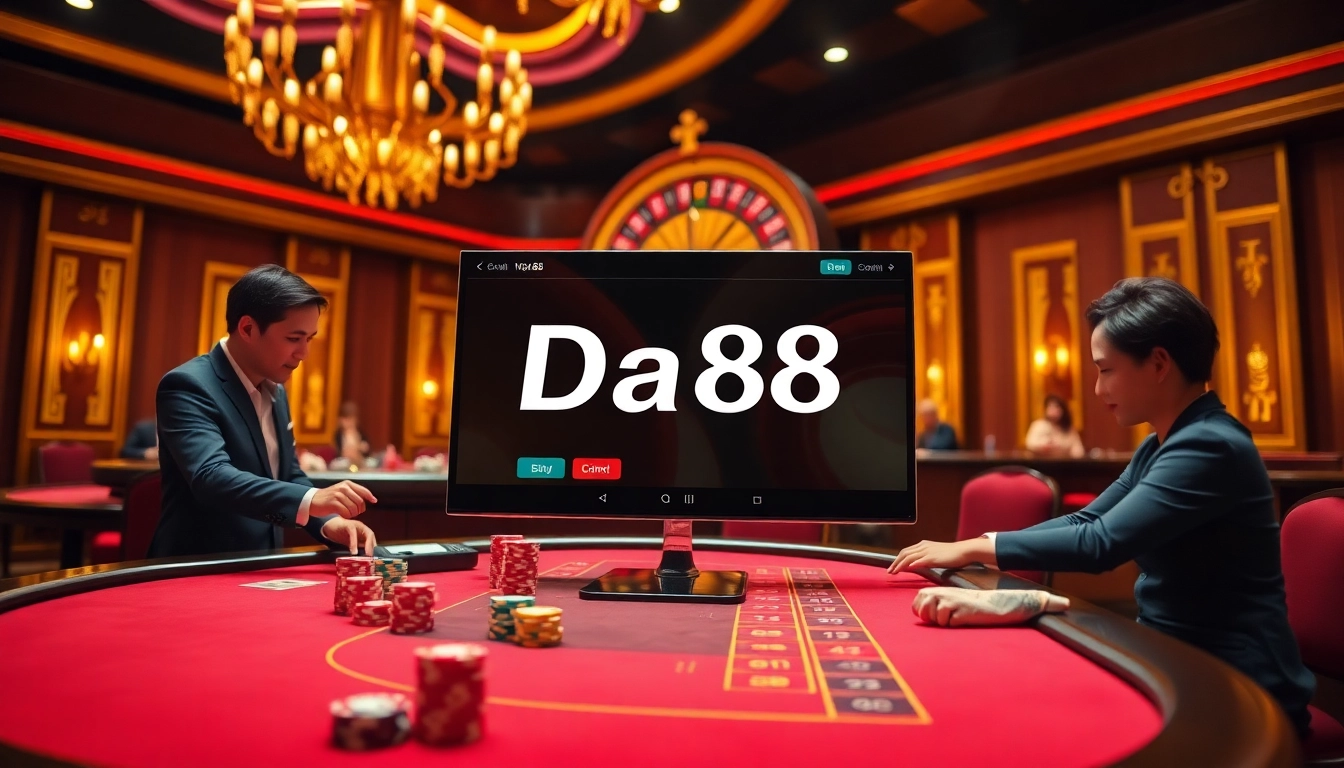 Nạp tiền Da88 transaction on a luxurious casino interface with poker chips and roulette wheel.
