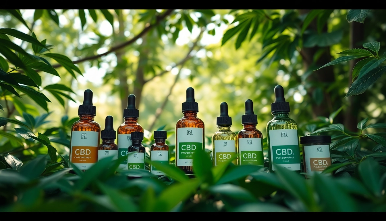 Showcase of properloud CBD products in a natural setting with vibrant plants.